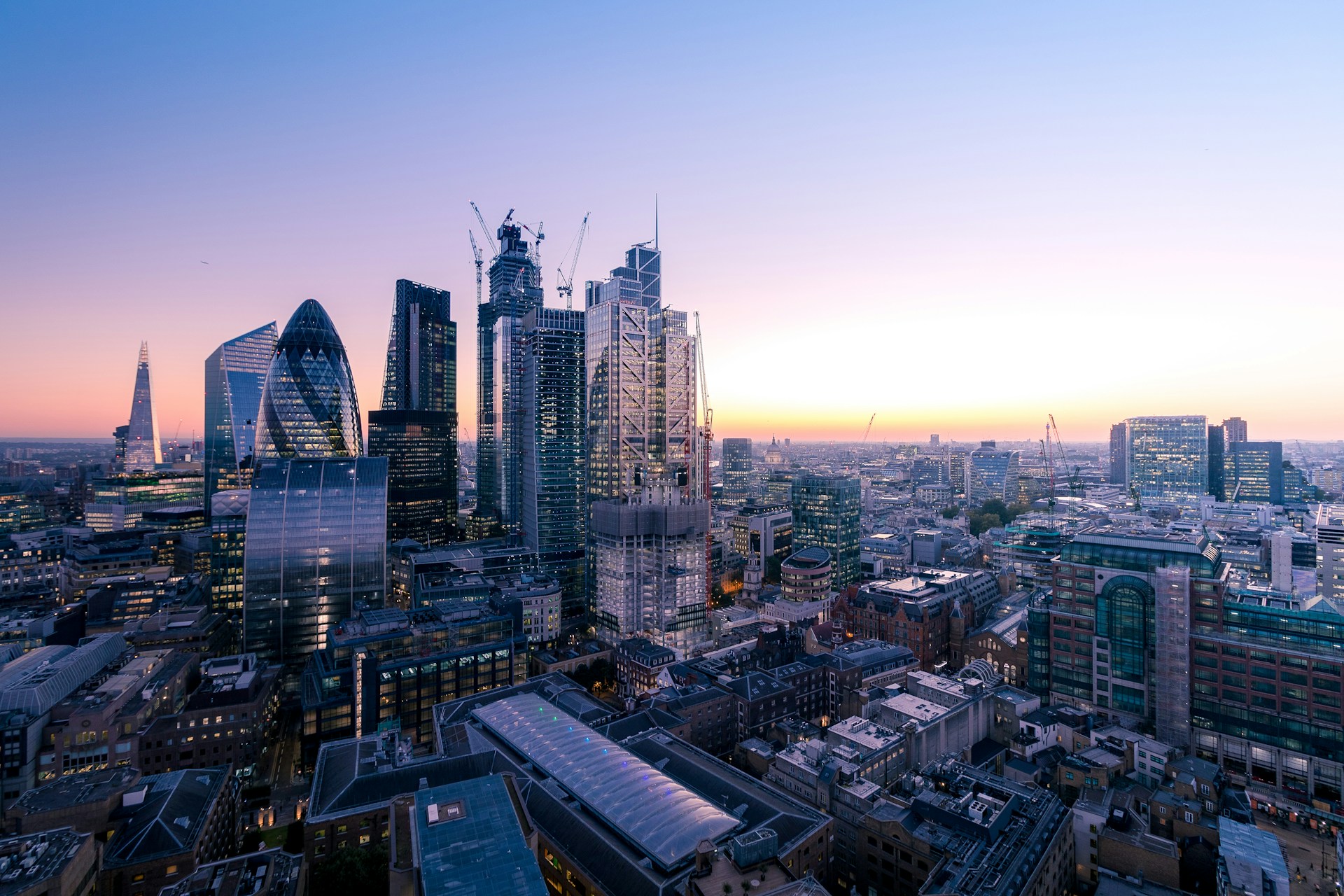 City of London skyline at twilight